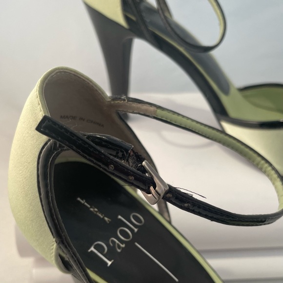Paolo Lime Green and Black Satin Heel with Peep-toe detail, sz 8.5 - Picture 4 of 6